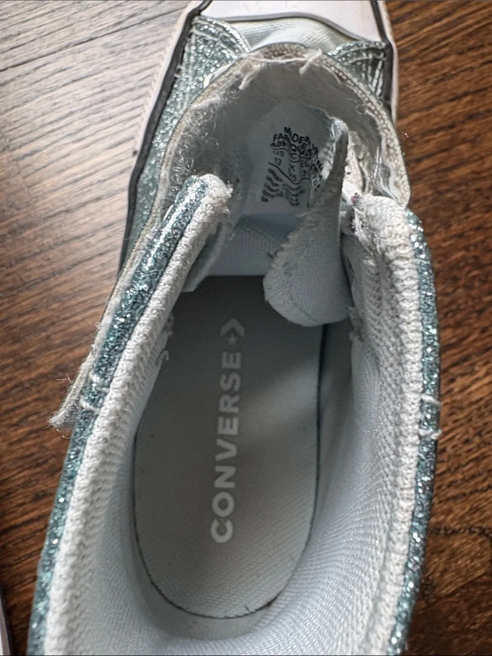 Converse Kids High Top Sneakers - Light Blue Glitter